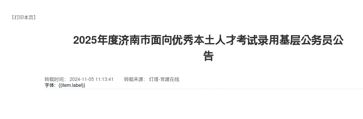 2025年度济南市面向优秀本土人才考试录用基层公务员公告 图片