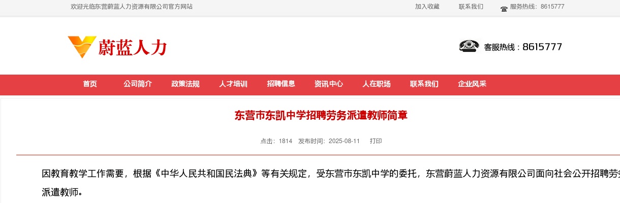 2025东营市东凯中学招聘劳务派遣教师简章（25人） 图片